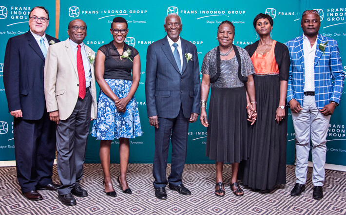 Dr Frans ‘Aupa’ Indongo with Kobus van Graan, Dr Solly Amadhila, Ally Angula, his wife Mrs Beatha Indongo, Elize Angula and Martin Shipanga