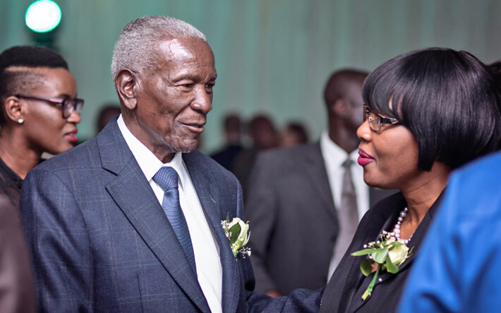 Frans Indongo with Saara Kuugonelwa Amadhila