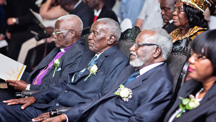 Frans Indongo with Sam Nujoma and Bishop Kleopas Dumeni