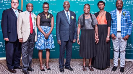Dr Frans ‘Aupa’ Indongo with Kobus van Graan, Dr Solly Amadhila, Ally Angula, his wife Mrs Beatha Indongo, Elize Angula and Martin Shipanga